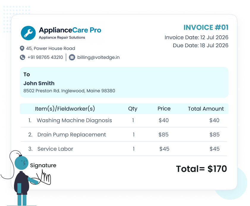 Appliance Repair Invoice Billing