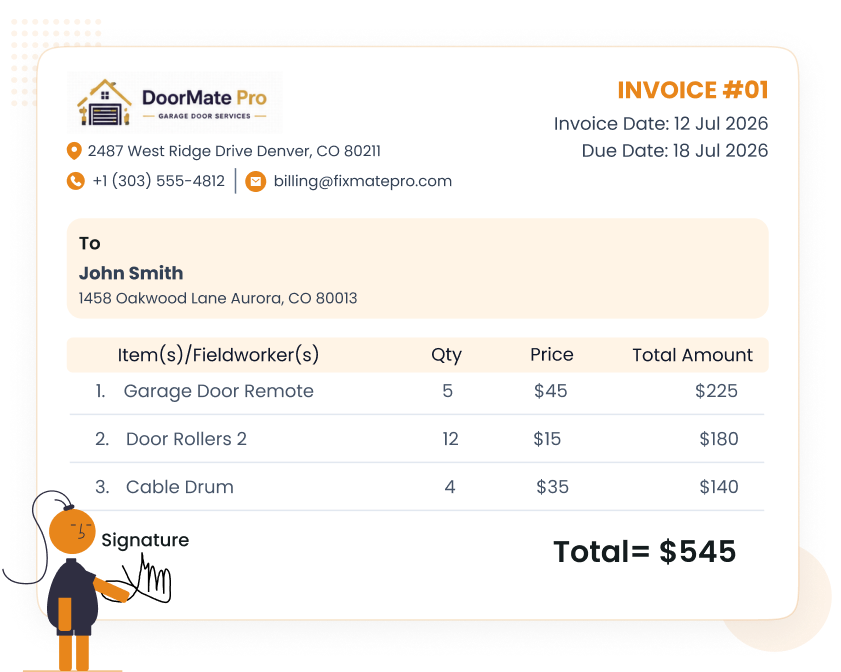 Garage Door Invoicing and Billing