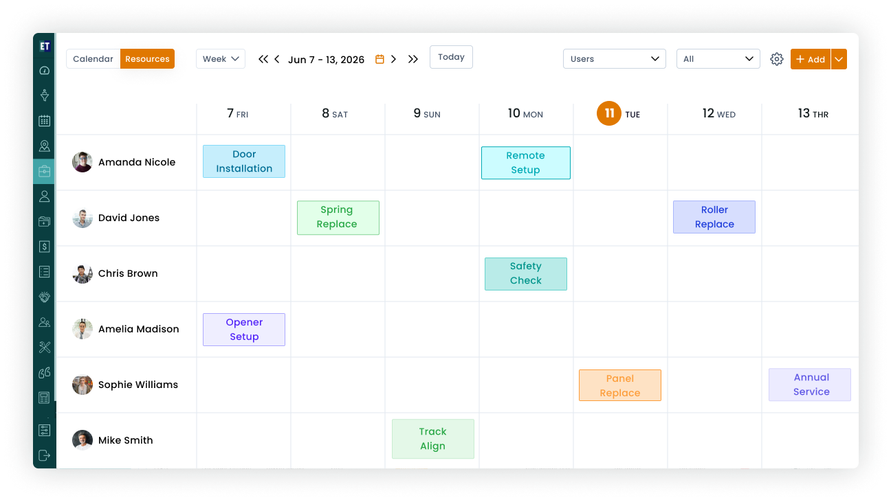 Garage Door Software Dashboard