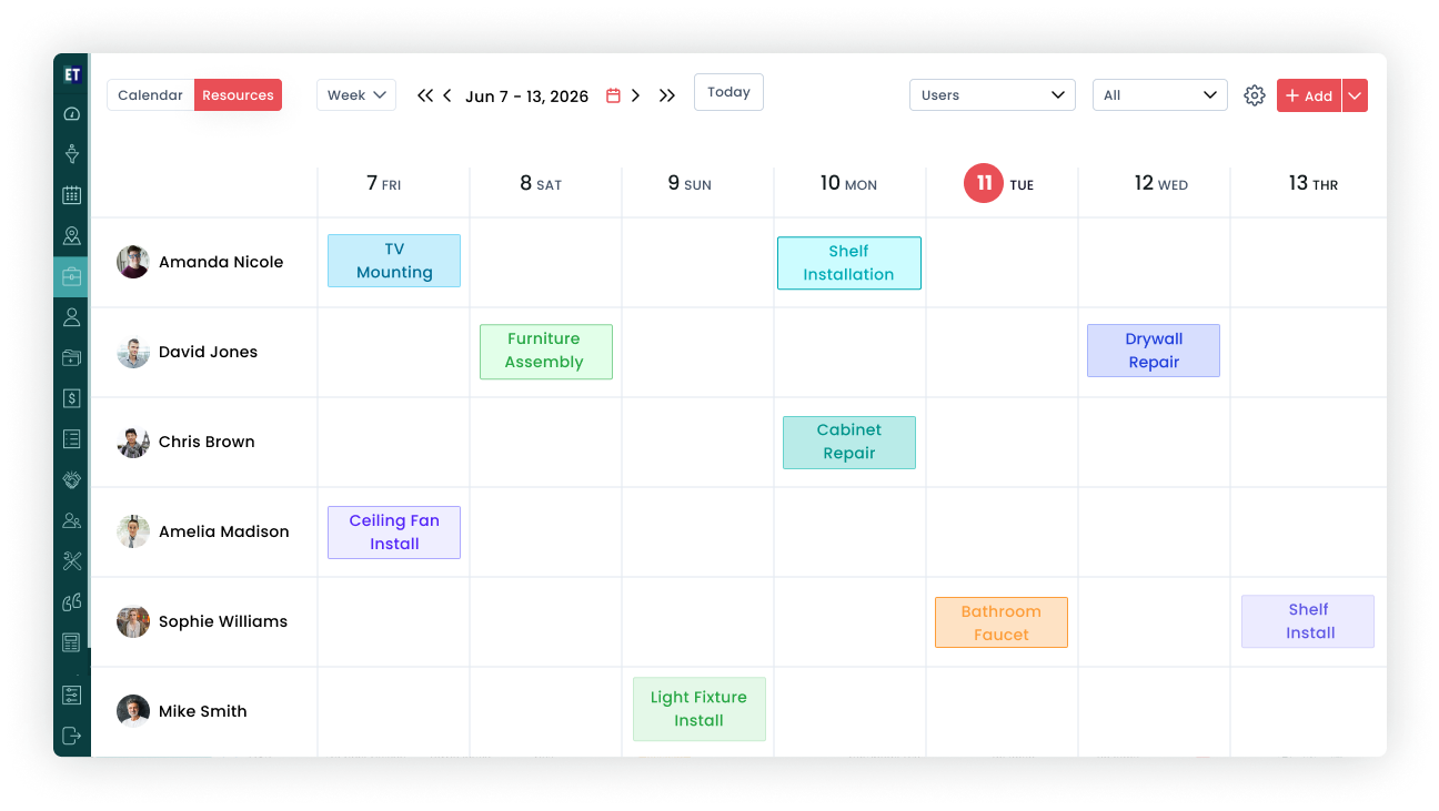 Handyman Software Dashboard