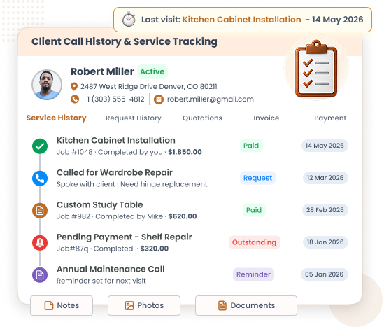 Carpentry Client History