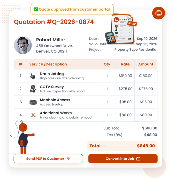 Drainage rate card quotes