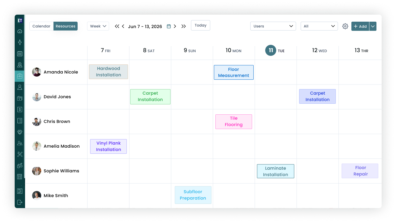 Flooring Software Dashboard