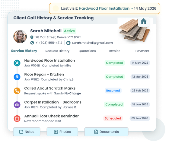 Flooring service history