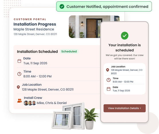 Window and door installation job progress tracking