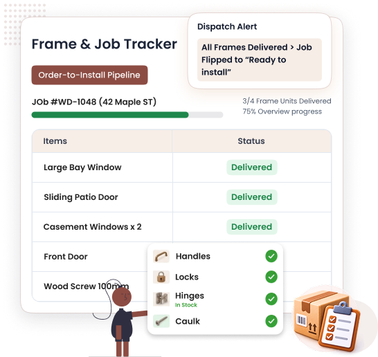 Window and door order tracking dashboard